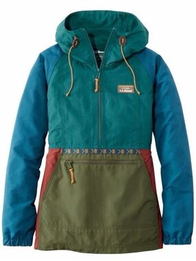 L.L. Bean Women’s Hooded Mountain Classic Anorak, Spruce/Tuscan Olive